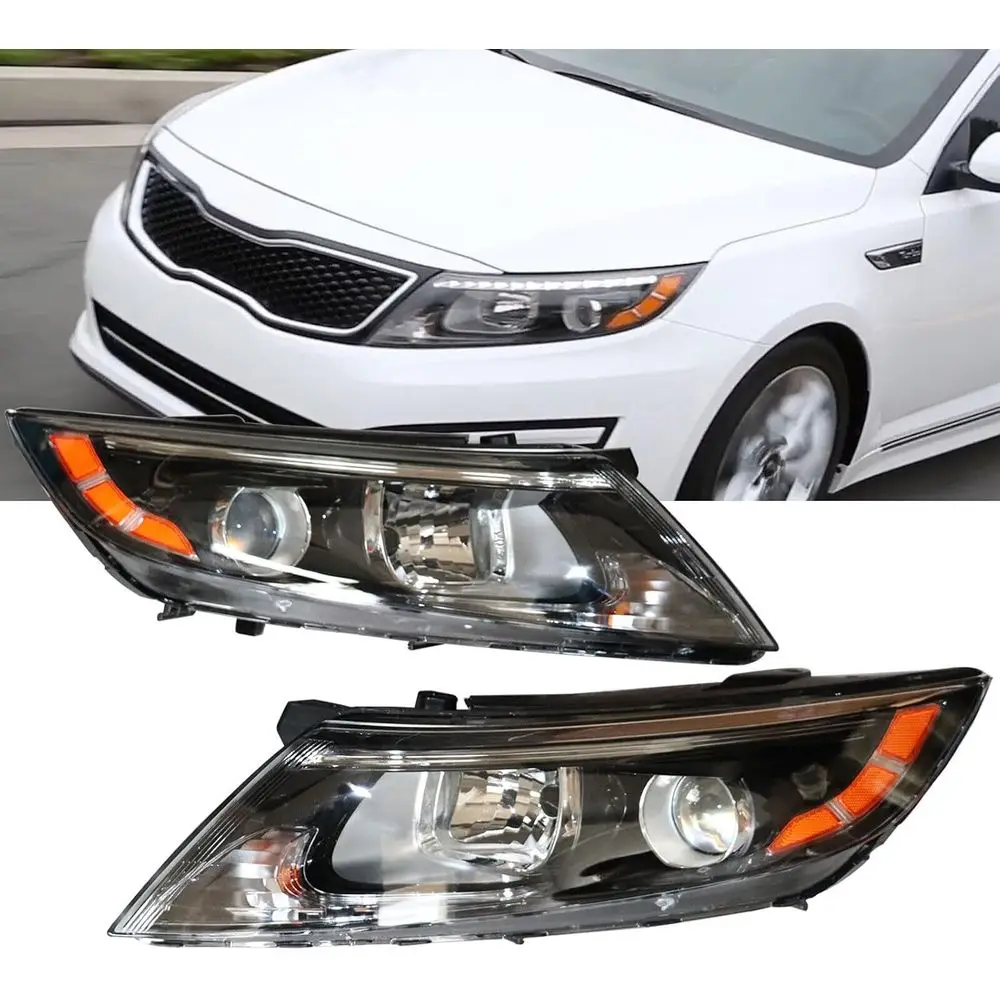 Halogen Headlight Assembly for Kia Optima 2014 2015 Replacement Front Headlamp W/O LED DRL (Left+Right)