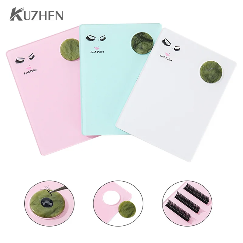 Acrylic Jade Stone Grafted Eyelash Board Eyelash Extension Plate Tray Glue Pallet Board Stand Pad Lashes Makeup Tools