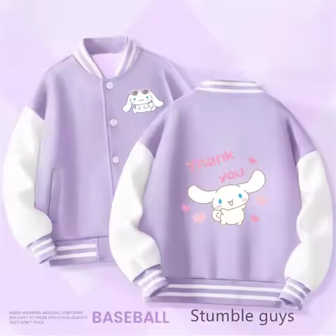 Kids Cinnamoroll Baseball Uniform Boys Sweatshirt Hooded Kawaii Sonic Pokemoned Long Sleeve Warm Coat Girls Hoodie