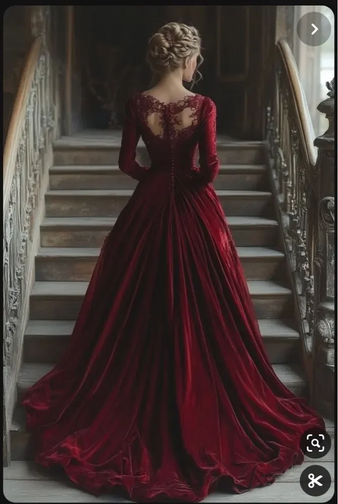 Burgundy Princess Victorian Prom Dresses 2025 Long Sleeve Ruched Corset Lolita Costume Evening Gown Outfit Customsized