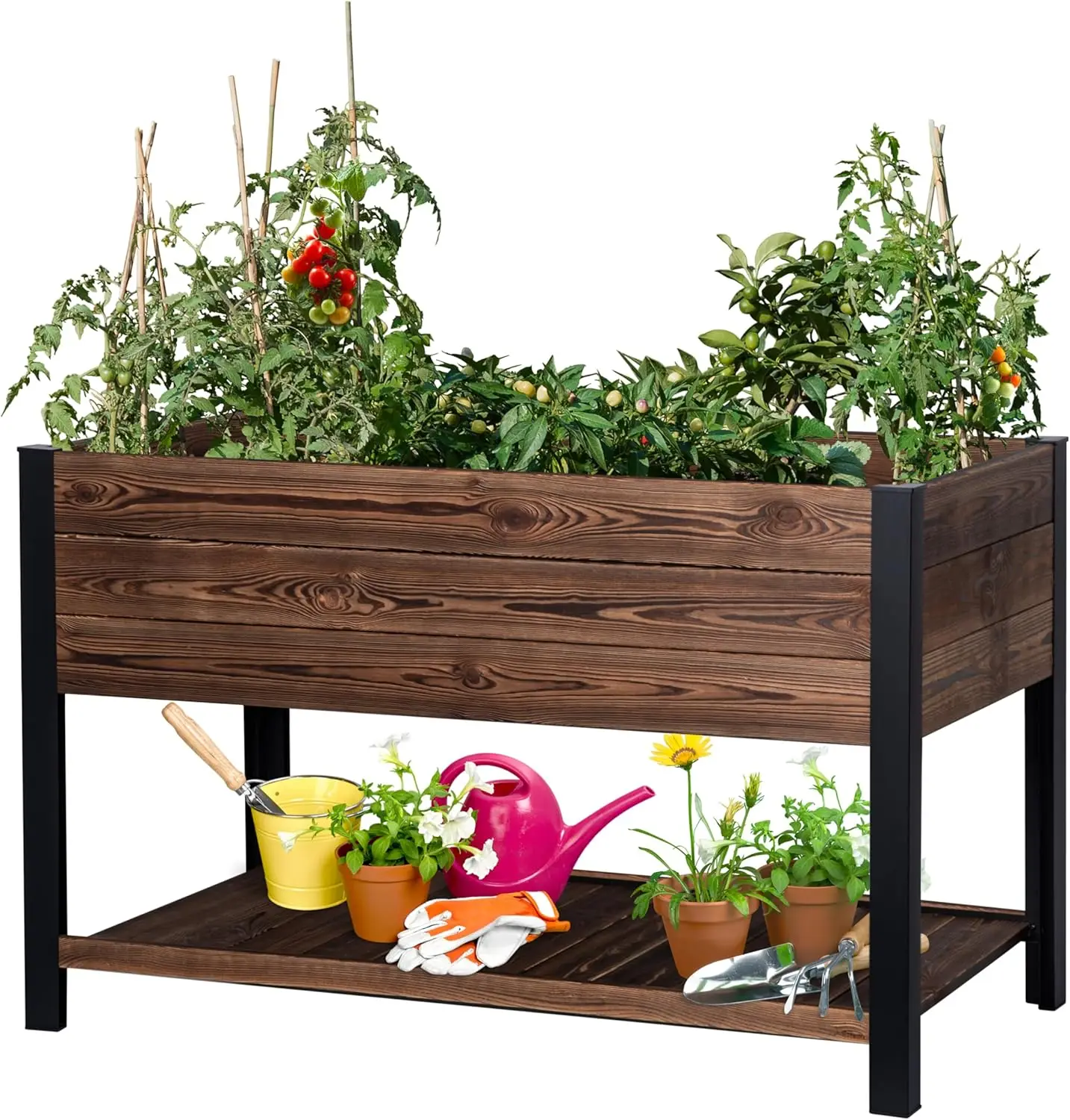 Vine Raised Garden Bed Planter Box with Shelf (48