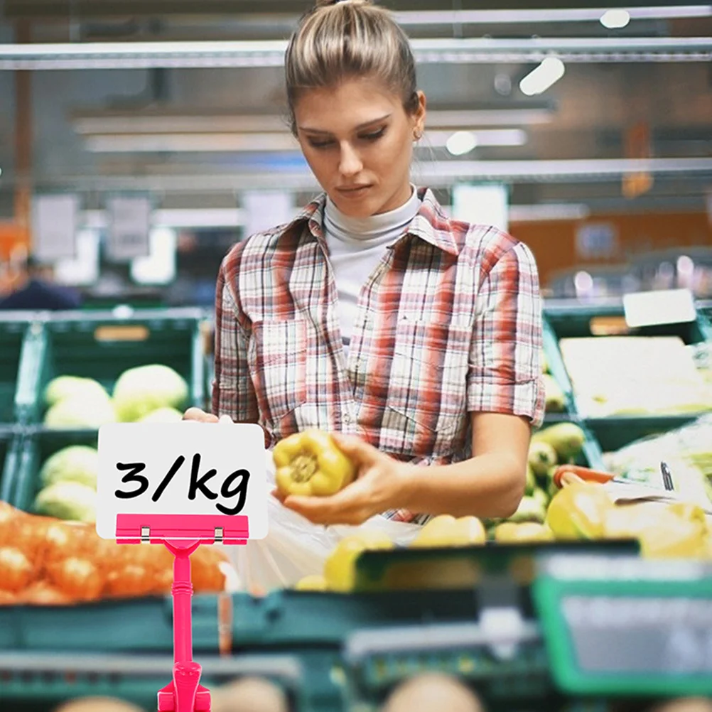 

8Pcs Price Tag Holder Plastic 360 Degree Adjustable Double Clip Label Holder for Shelf Sign Display Merchandise Promotion