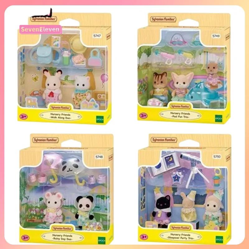 Sylvanian Families Anime 2023 New A Et Girl Figures cute Ocean Starry Sky Raincoat Baby Figure Christmas Gift For Children Toys