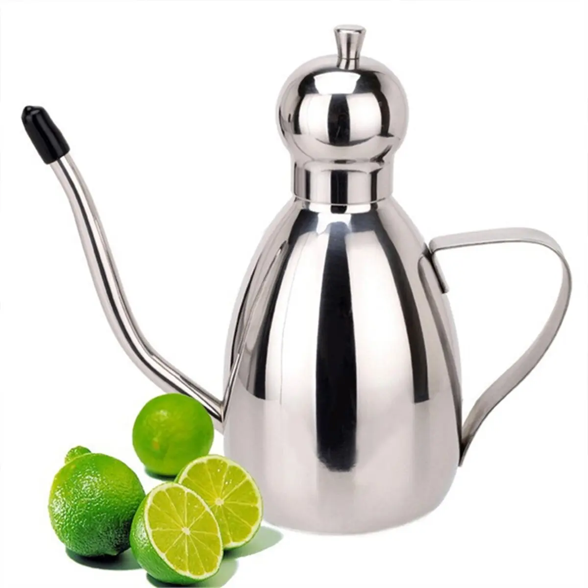Stainless Steel Oil Pot Drum Type Leakproof Seasoning Container with Cap Kitchen for Soy Sauce Cooking Tool 500ML