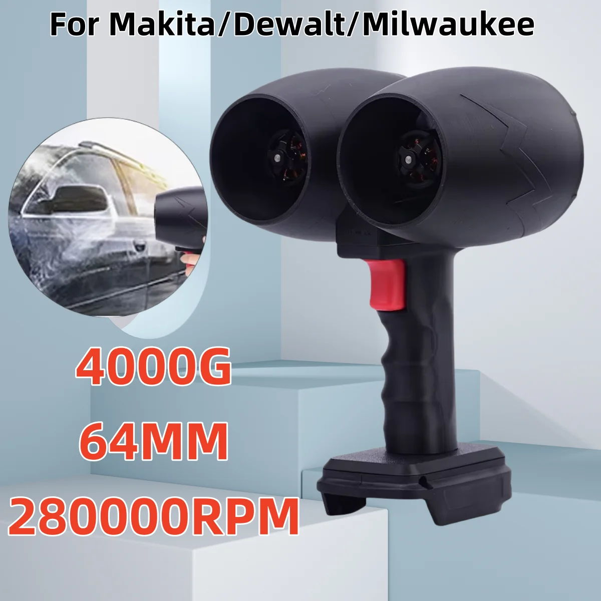 

2400W Car Violent Air Blower Powerful Handheld Turbo Jet Fan High Speed 64mm Brushless Motor Thrust 4000g Car Wash Air Gun Dryer
