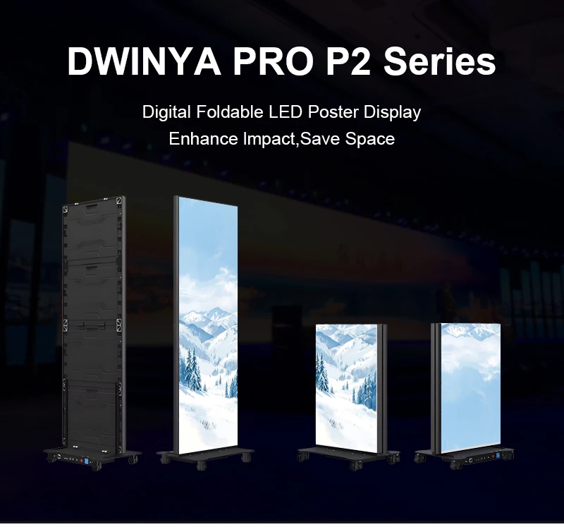 Folding LED Display Screen P2.5 GOB Waterproof Indoor Foldable Smart Advertising Player 1080P Adobe RGB 90% Color Gamut Wifi