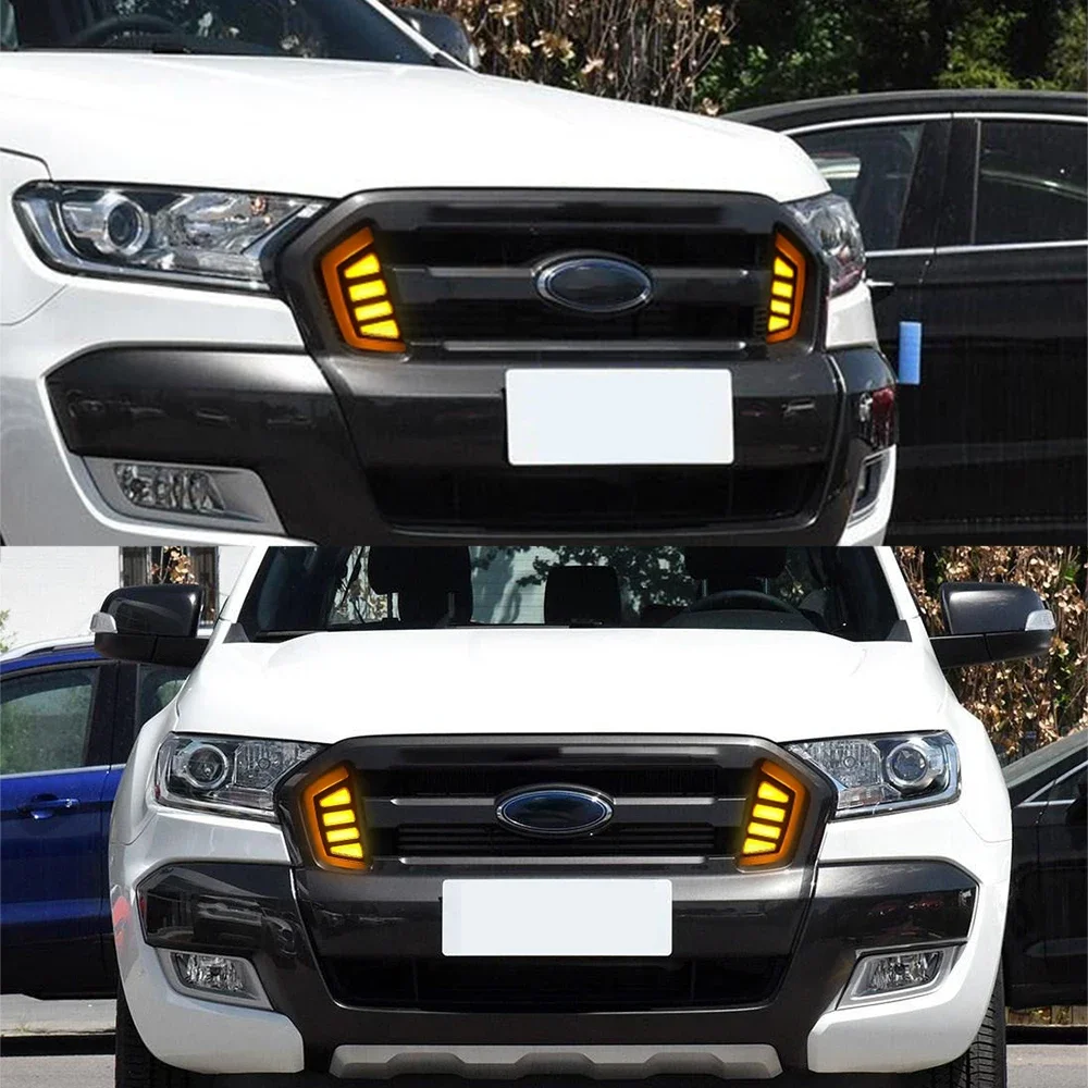 1pair T7 Grills Car LED Daytime Running Light day lights Fit For Ford Ranger T7 XTL Grille Light With Turning Lights