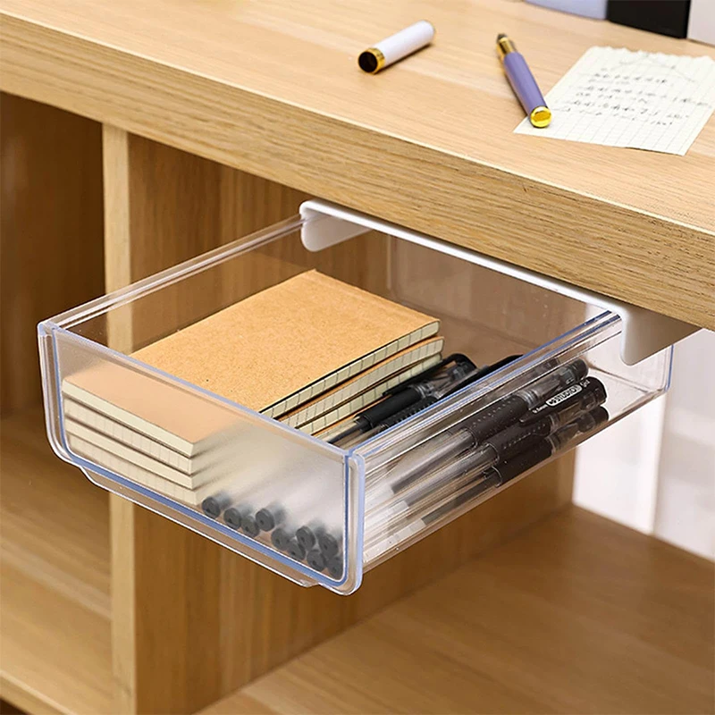 Adhesive Under Desk Drawers Clear Adhesive Drawer Storage Under Desk Organizes Home Office Pencil Stationery Tray Case