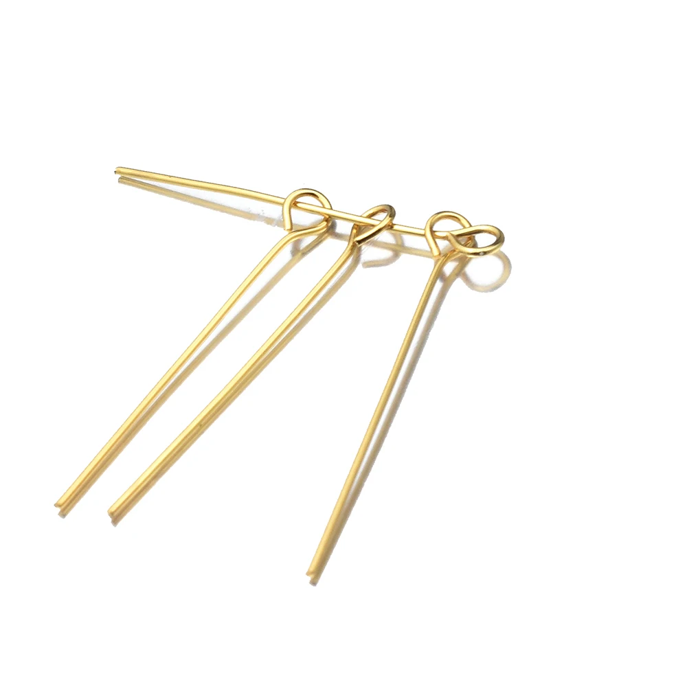 100pc/lot 15 20 30 40 50mm Stainless Steel Flat Head Pins Needles Gold/Silver Headpins for DIY Jewelry Making Items Wholesale