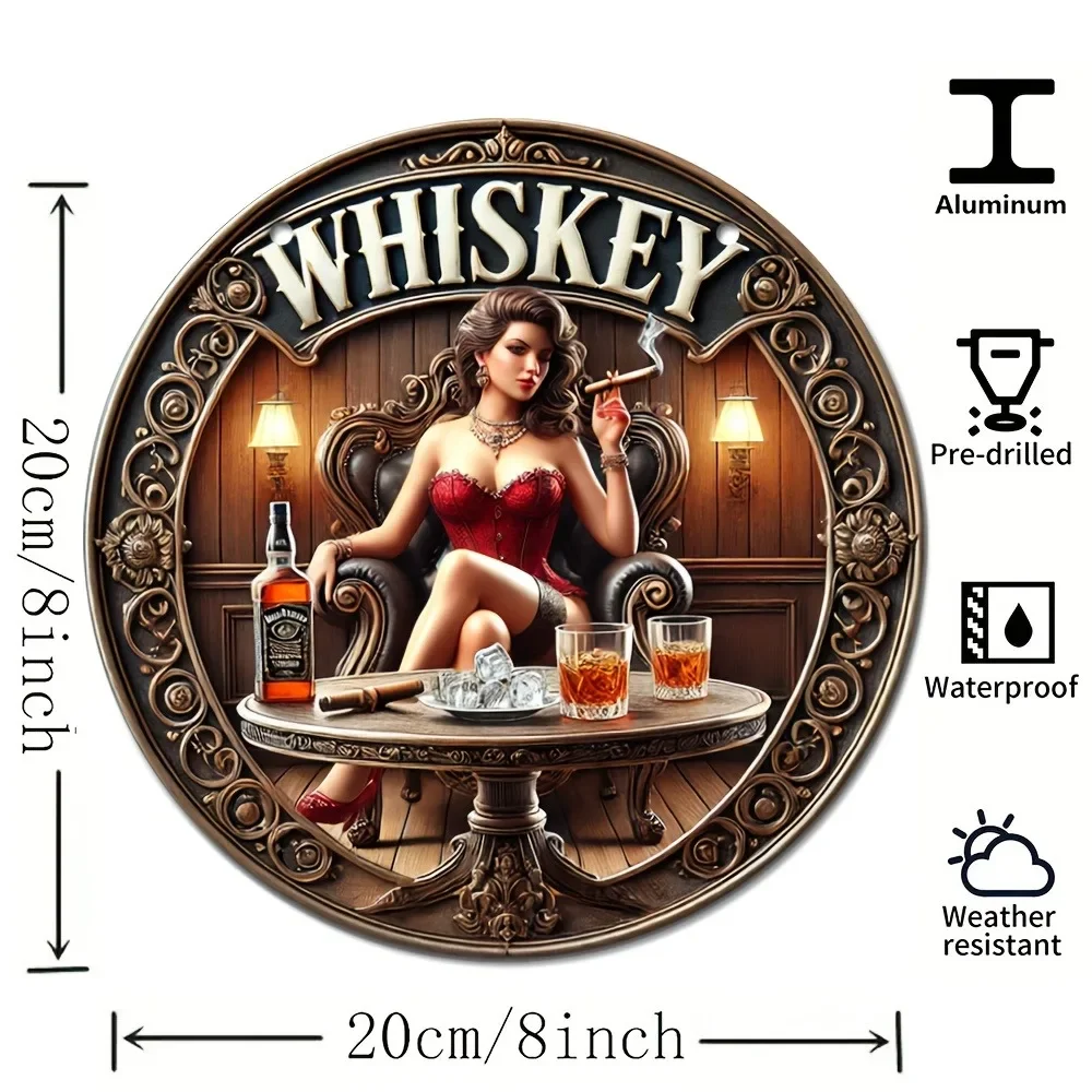 علامة ويسكي متينة من الألومنيوم المعدني العتيق - مثالية لتزيين غرفة المنزل وغرفة المعيشة والمطعم والمقهى والمكتب والنوادي والبار
