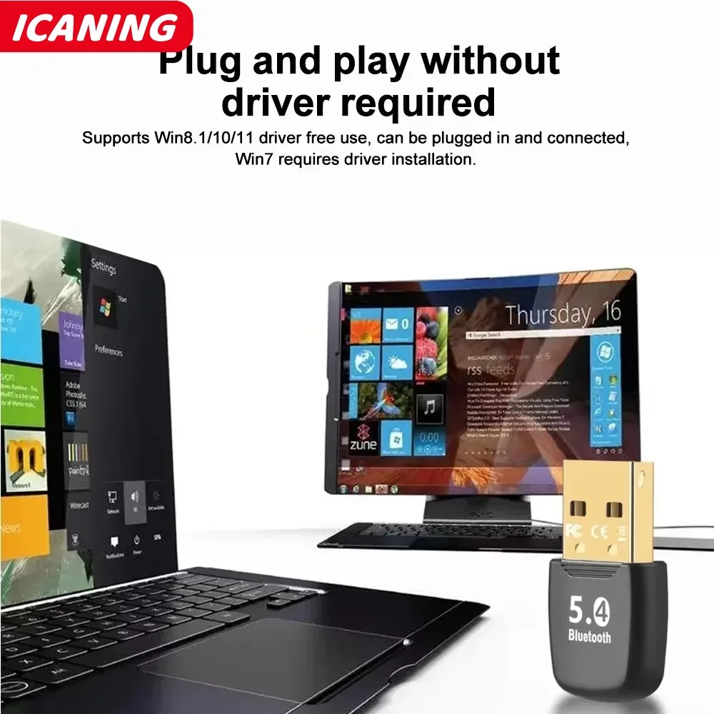 Adattatore Bluetooth USB Bluetooth 5.4 Dongle Adaptador per PC Mouse wireless Keyborad Laptop Ricevitore audio musicale Trasmettitore USB