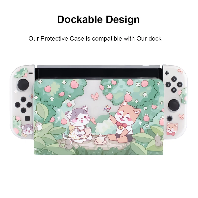 Interruptor oled escudo protetor bonito gato cão macio tpu ns joycon capa de proteção caso capa para nintendo switch oled acessórios