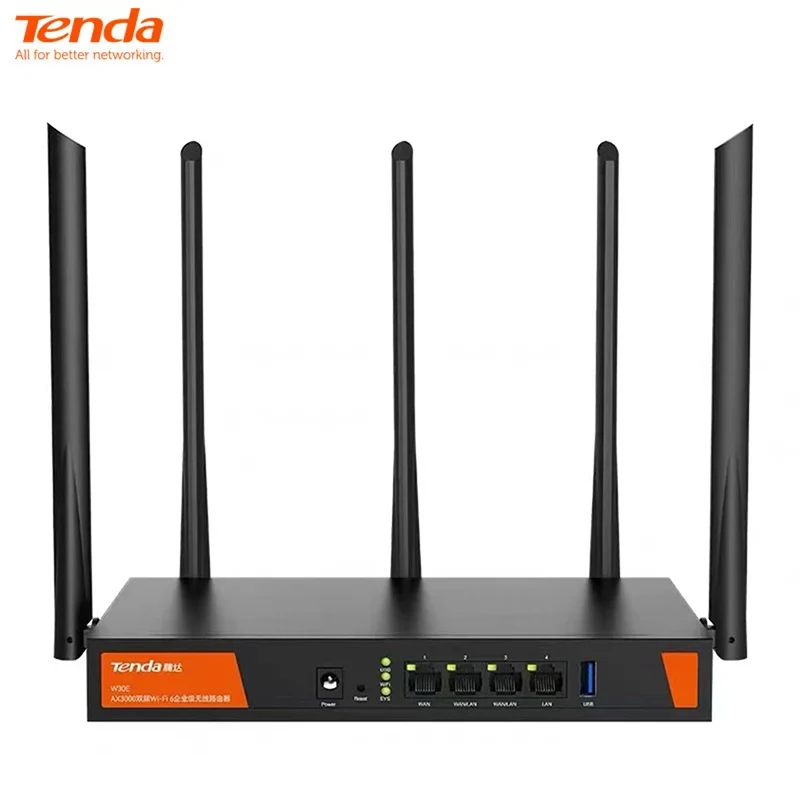 Tenda W30E AX3000 Dual Band Gigabit Wifi6 Enterprise Wireless Router Support 200 Devices 1.7GHz 256MB Broadcom\'s Quad-core CUP