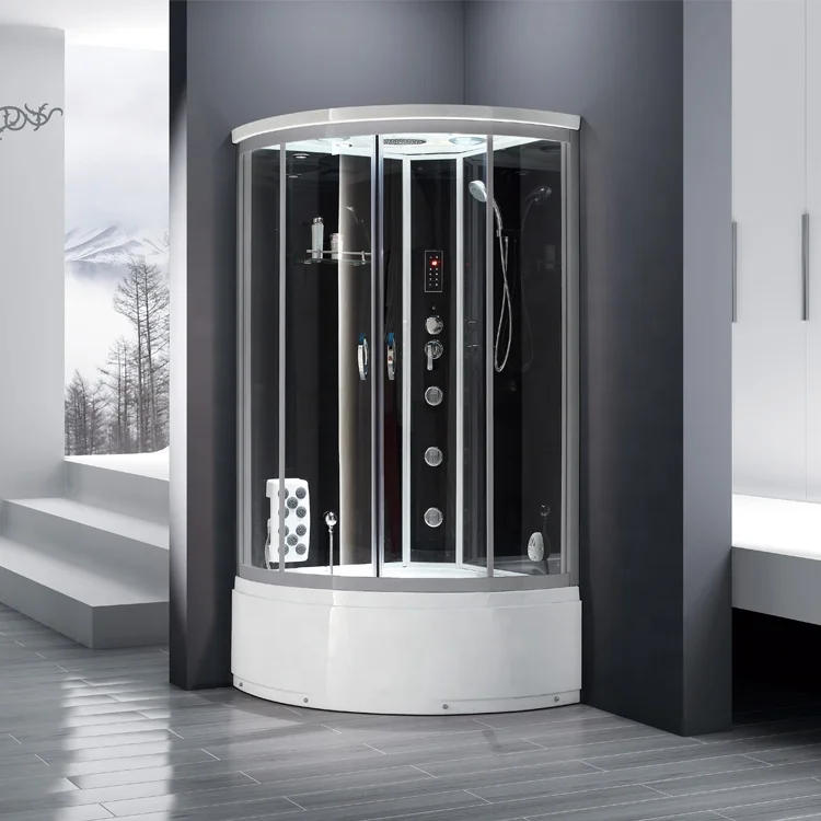 Custom Indoor Steam Sauna Bathroom Kit with Combined Lighting Rain Shower Cabin Glass Enclosed for Home Wellness