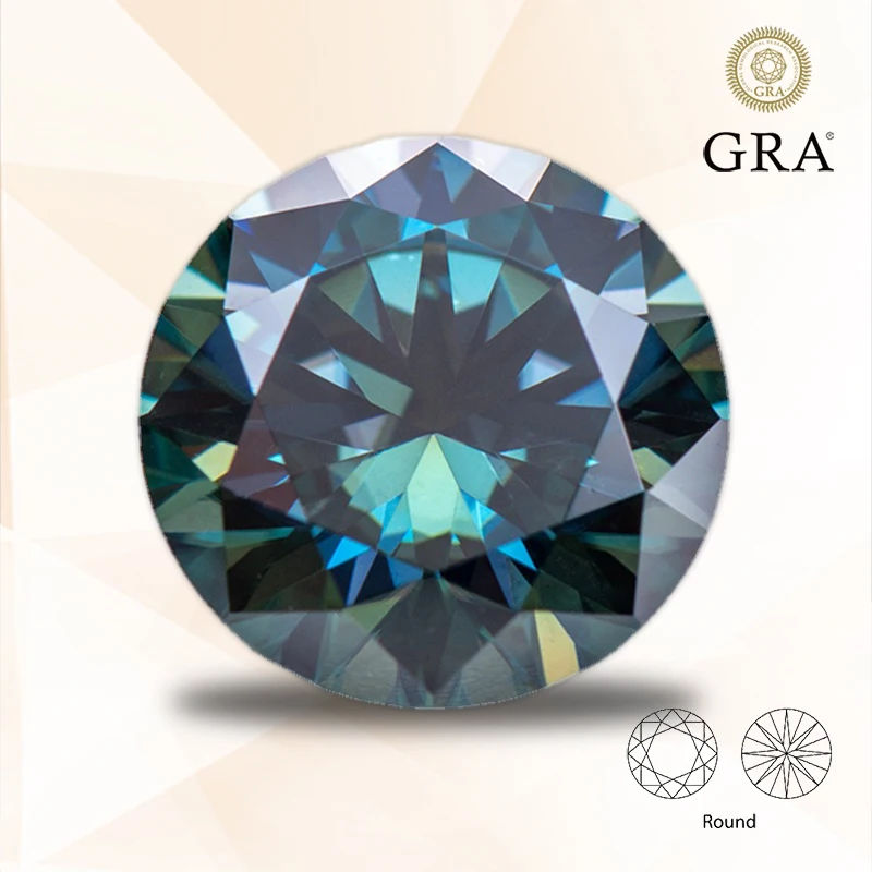 

Moissanite Stone Rainbow Blue Colour Round Cut Gemstone Lab Created Diamond Jewelry Rings Earrings Making With Certificate