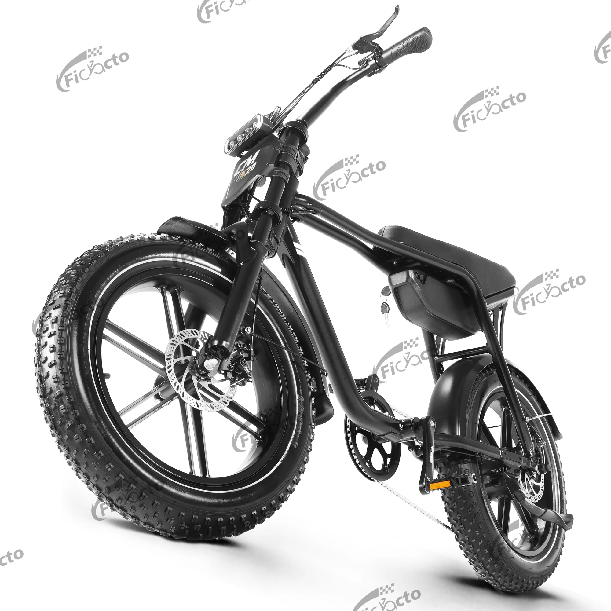 Bicicleta eléctrica de 48 V y 18 Ah, modelo EBIKE, con ruedas de 20 pulgadas, 7 velocidades, para uso en montaña, con neumáticos anchos 4.0, pantalla LCD, horquilla delantera con suspensión y sistema de frenos.
