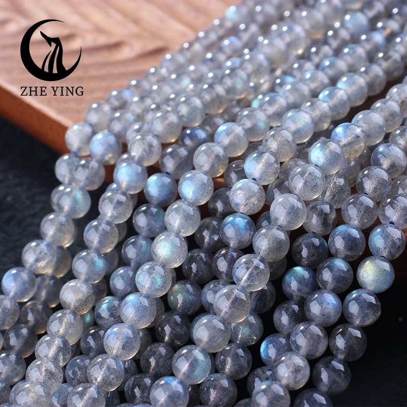 

7A Natural Stone Labradorite Beads Round Loose Spacer Gemstone Gray Beads for Jewelry Making DIY Necklace Bracelet Accessories
