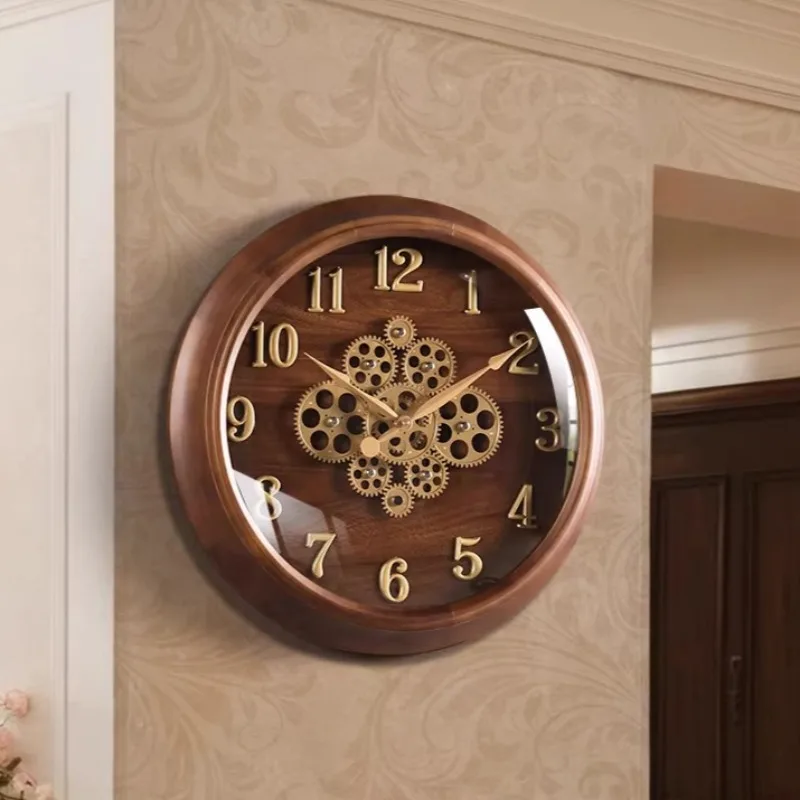 Retro Gear Mechanical Wall Clock Living Room Luxury Wall Clocks Bedroom Silent Watch Nordic Interior Unique Aesthetic Decoration
