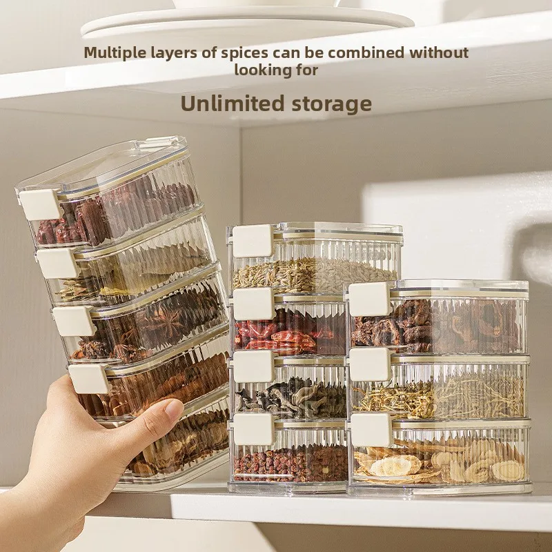 قوي شفاف مختومة التراص صناديق تخزين المطبخ سعة كبيرة صندوق تخزين المواد الغذائية المطابخ المنظمون اكسسوارات المطبخ
