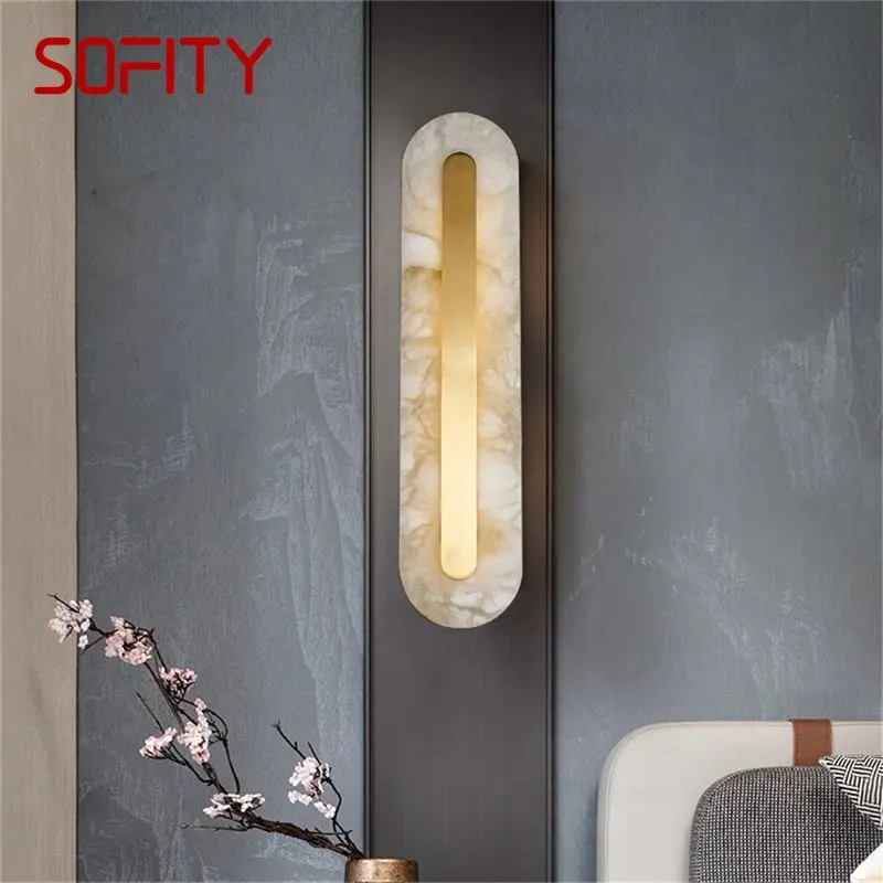 

TINNY Nordic Wall Lamp Postmodern Luxurious Brass Fixtures Rectangle Design Marble LED Living Room Bedroom Lighting