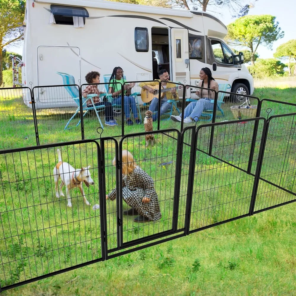 

Outdoor 12 Panels Heavy Duty Dog Pen 40" Height Puppy Playpen Anti-Rust Exercise Fence with Doors for Large/Medium/Small Pet