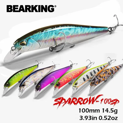 Imagen 1 del producto 100SP Bearking suspensión Artificial 10cm 14,5g Minnow señuelo de pesca duro CrankBait buceo 0,8-1,5 m cebos de pesca Wobblers