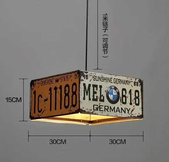 LOFT License Plate Industrial Iron Pendant Lamp Light Vintage E27 Led Hanglamp For Dinning Room Kitchen Bar Luminaire Home Decor