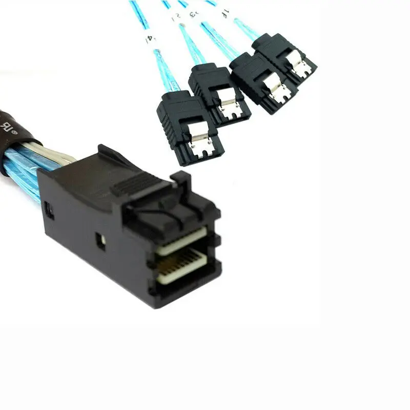 Mini SAS SFF-8643 to 4 SATA 7pin hard disk 6Gbps data Server Raid Cable 1m