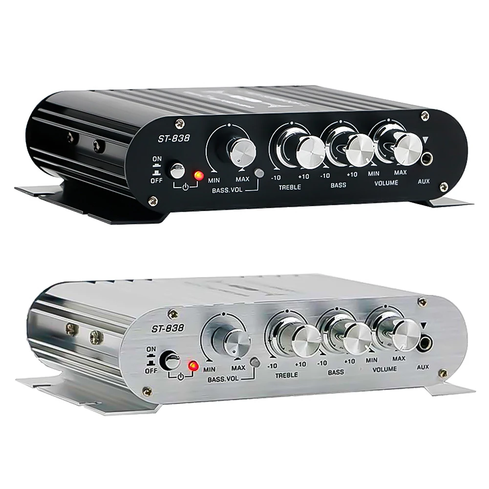 ST-838 HiFi 2,1 canales estéreo amplificador de sonido de graves ajuste de graves y agudos 80W * 2 amplificador de Audio Mini reproductor multimedia