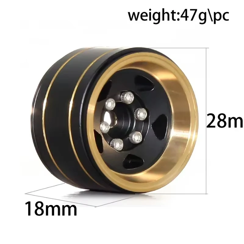 4Pcs 1.0 Inch Brass Beadlock Wheel Hub Rims Heavy Duty Metal Wheel Rims Fit 1/18 1/24 RC Crawler TRX4M SCX24 AX24 Upgrade Access
