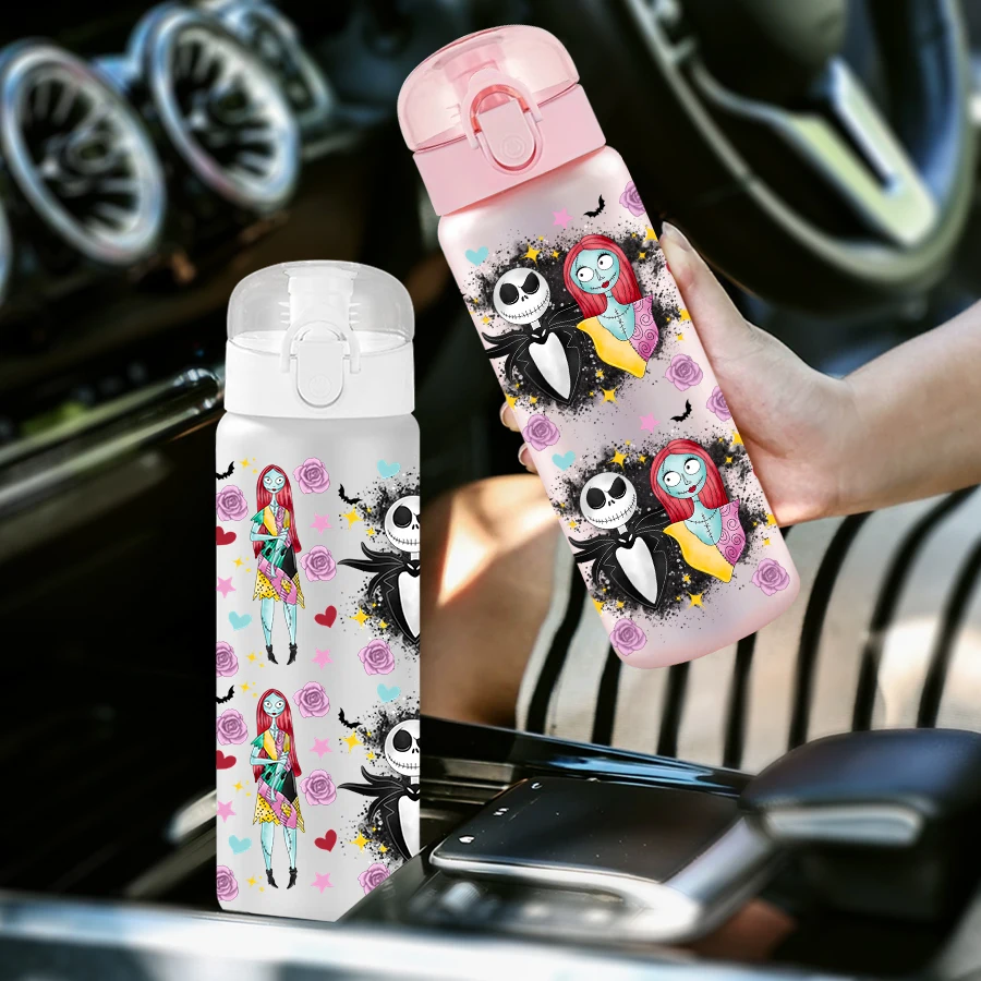 1Pc Disney, Skull, Redhead Girl, 26oz Plastic Water Bottle Sports Water Cup with Lift Rope Birthday/Back To School Gift