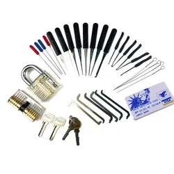 2023 NEW 6 In 1 Locksmith Lockpick Kit Interesting Gift for Men , Transparent Locks with Practice Tool ,Tension Wrench