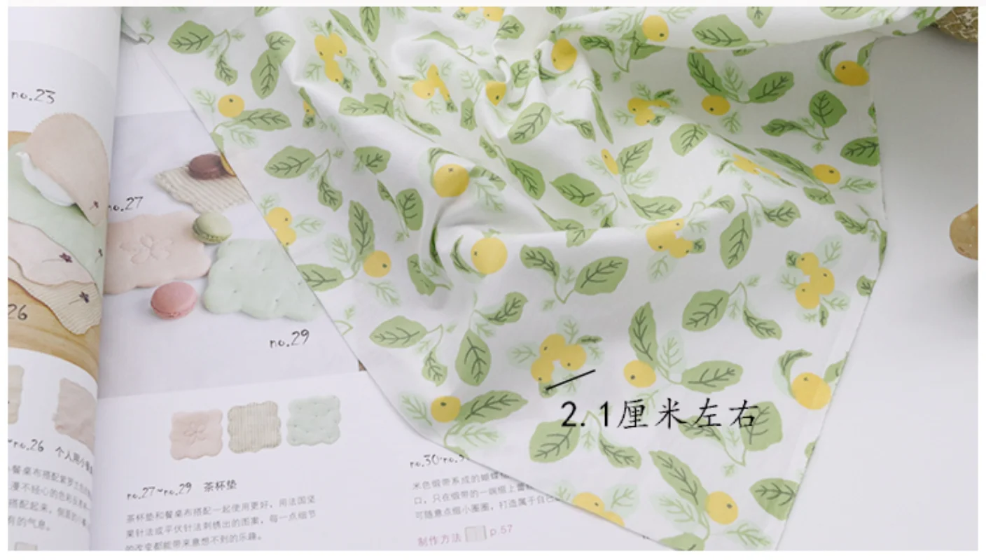 160x50cm Green Fresh Pastoral Plaid Twill Cotton Sewing Fabric, DIY Doll Dress Home Decoration Cloth