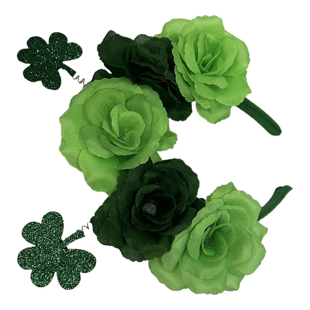 

Rose Flower Headband Shamrock Hair Band for Women St Patricks Day Accessories Party Hairband Cosplay Hair Decoration