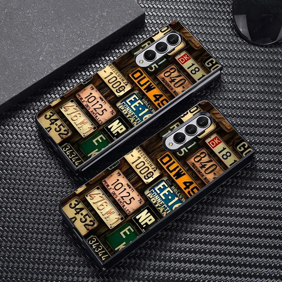 Retro Car Number Plates Case for Samsung Galaxy Z Fold 8 Ultra ZFold3 Z Fold 7 6 5 4 3 ZFold6 ZFold5 ZFold4 ZFold7 Phone Cover - view 4
