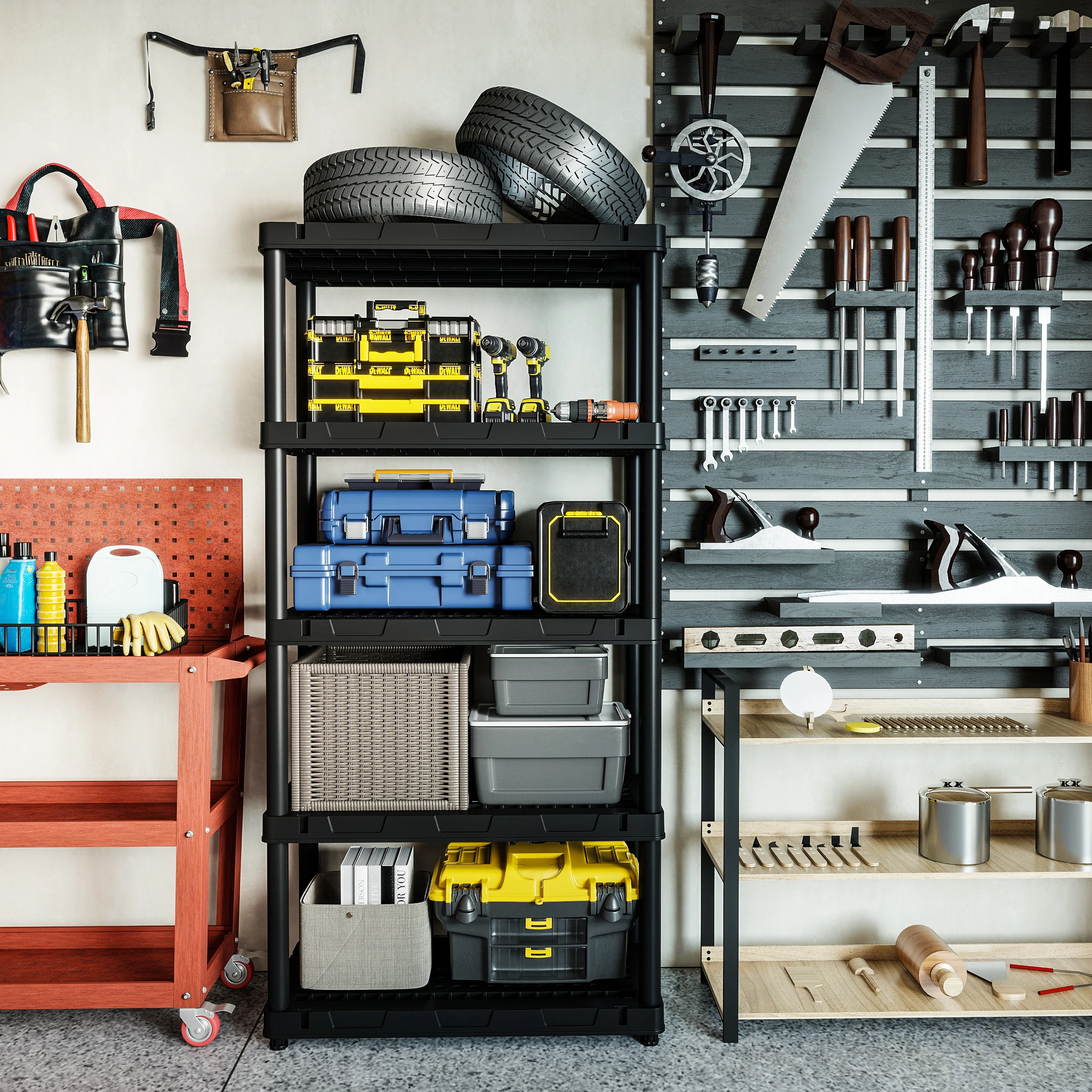 Five-Layer Plastic Shelving Un - огляд і ціна Workshop Tools Organizing