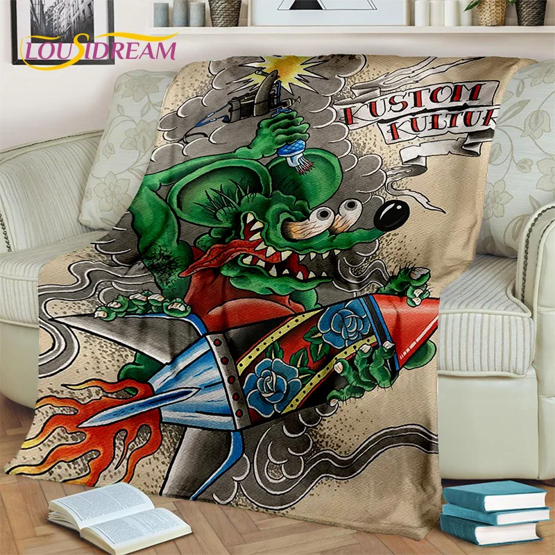 Funny Rat Fink Cartoon Movie Blanket,Soft Throw Blanket for Home Bedroom Bed Sofa Picnic Travel Office Rest Cover Blanket Kids