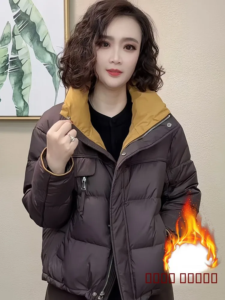 

Thiened Warm Unique Beautiful Women's Jaet Winter New Sle Stand Collar down Cotton Coat Korean Version Loose Fit Long S...