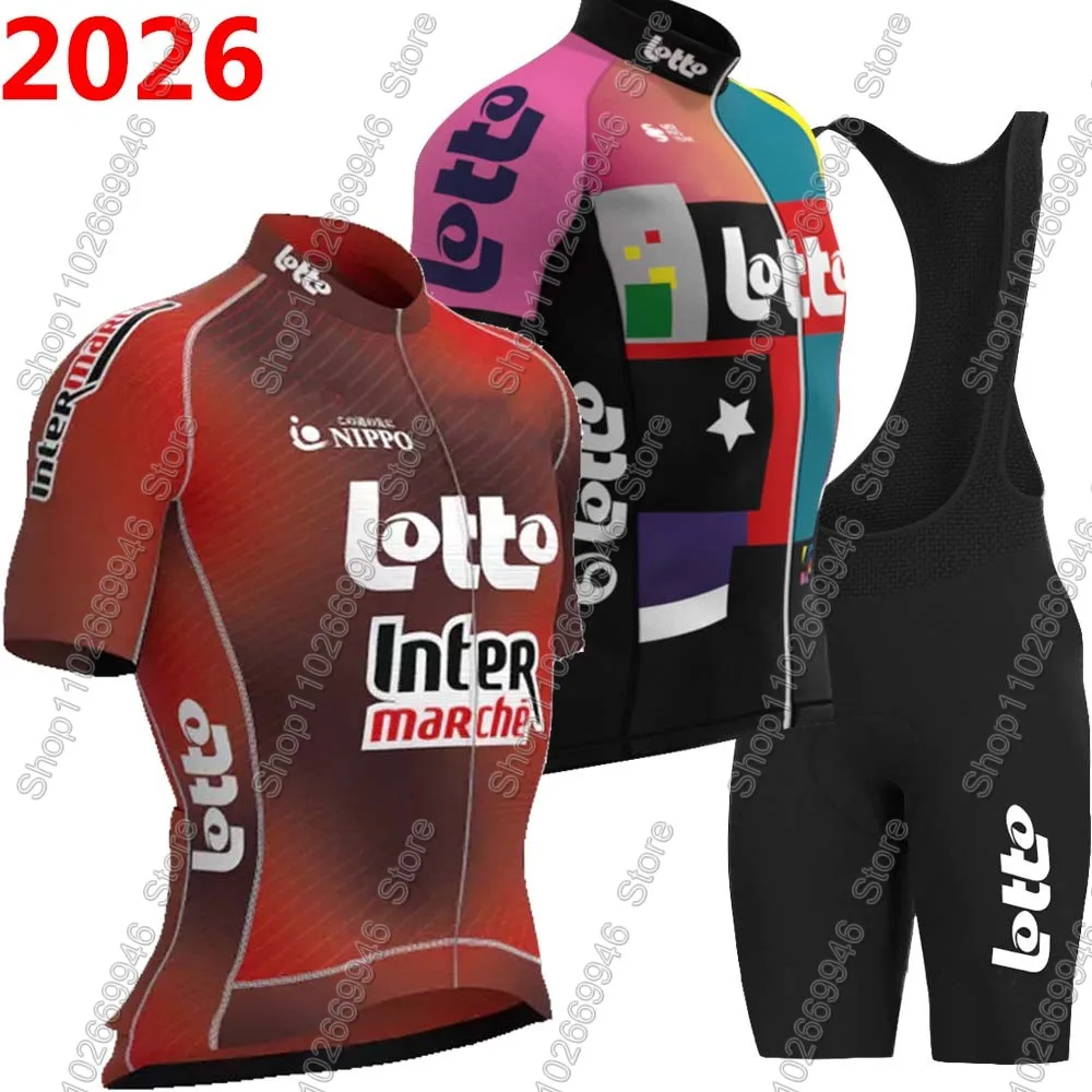 

Комплект велосипедной формы Lotto Team 2026: летний комплект одежды для мужчин (Бельгия), велоджерси, шорты на лямках, униформа для шоссейного и горного велосипеда, Ropa