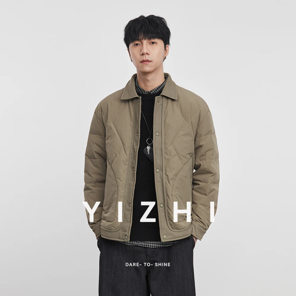 

American Retro Fashion Men's Lapel Light Down Jacket 2025 Winter New Casual Warm Men's White Duck Down Jacket