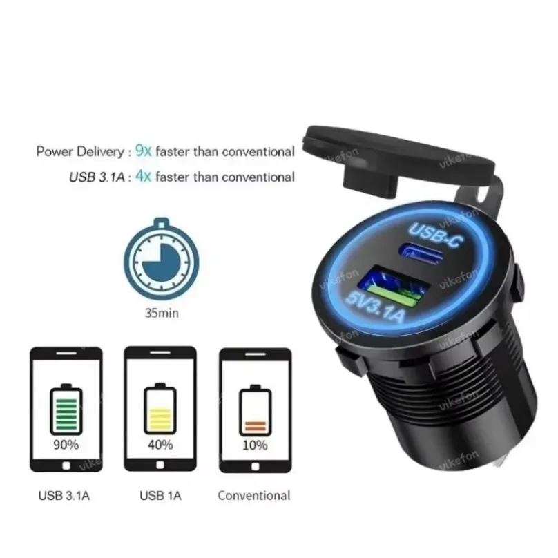 שקע מטען USB לאופנוע ולרכב, תמונה 3 מתוך 6