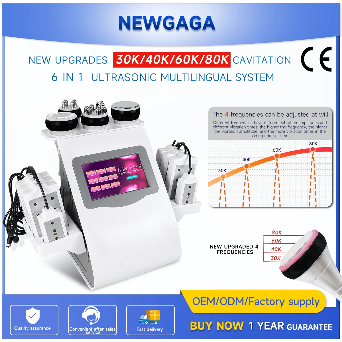 NEWGAGA 6 In 1 30K 40K 60K 80K Cavitation Ultrasonic Machine Body Weight Loss Fitness Cellulite Fat Reduce Device