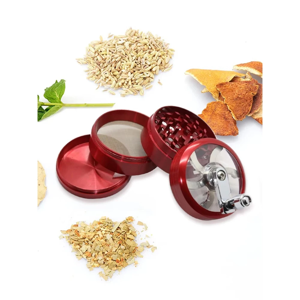 1 قطعة كرنك اليد مطحنة التبغ عجلة السيارة حافة الشكل الإبداعية دليل العشبية قسط كسارة التبغ مع أسنان الماس الحادة