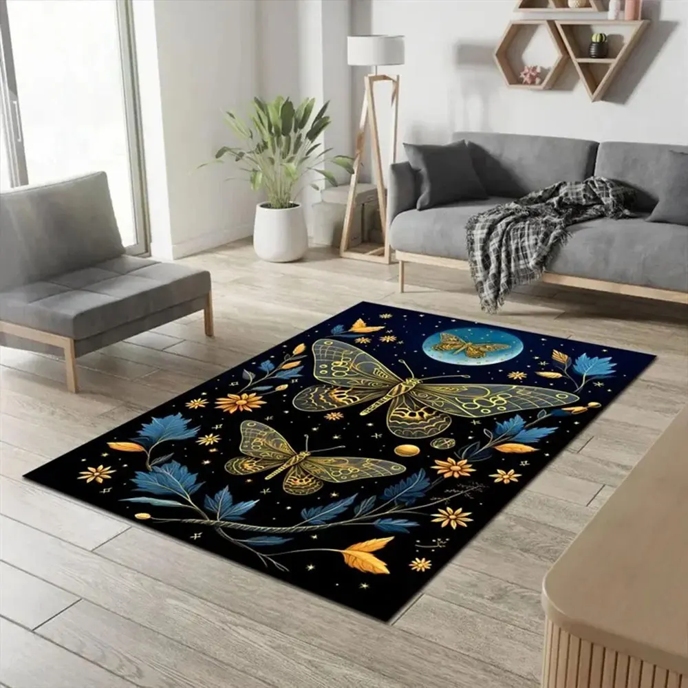 Golden Butterfly Rugs, Luxury Rugs, Modern Rug, Animal Rug, Small Rug 3D Printeds Decorative Area Rug Pattern Rug Accent Rugs