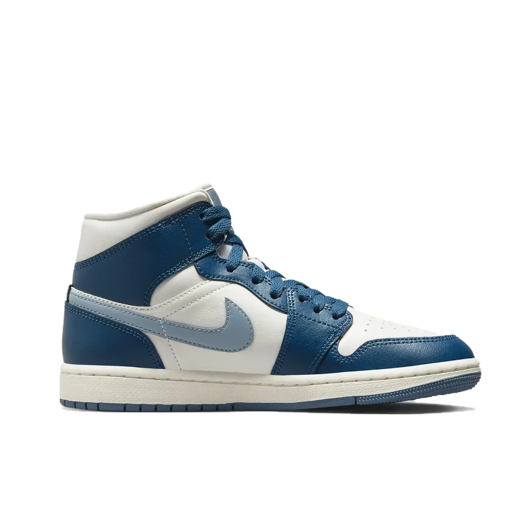 Nike Air Jordan 1 Mid Men's and Women's board Shoes Support Comfort Casual Shoes Cushioned and lightweight breathable Blue&White