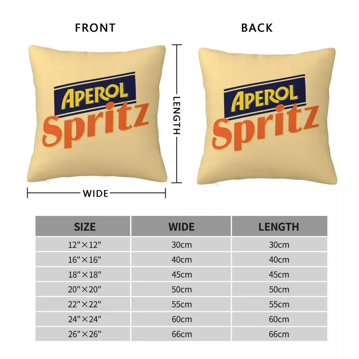 Aperol Spritz Quadratischer Kissenbezug, Polyester-Kissenbezug, Samtkissen, Dekor, Komfort-Überwurfkissen für Zuhause, Auto