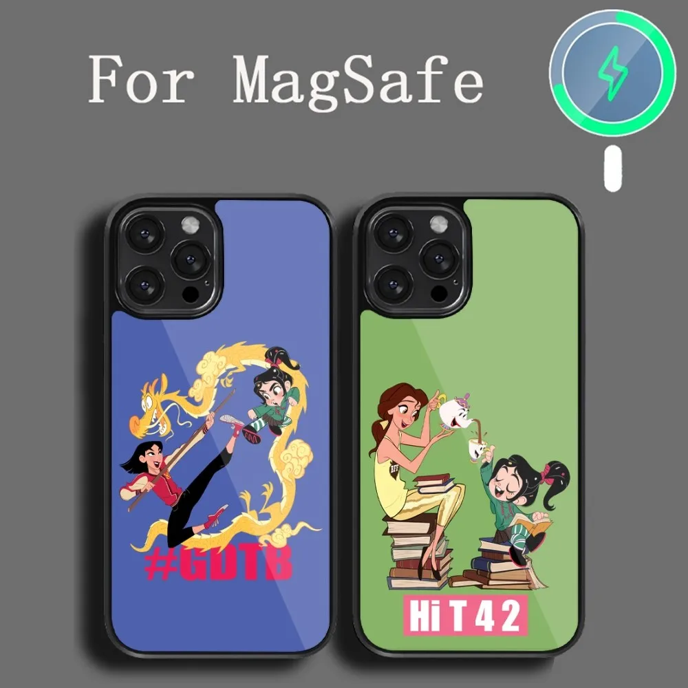 MINISO Disney Princesses Ralph Breaks Phone Case For iPhone 14 13 12 11 15 Pro Max Plus Magsafe Magnetic Cover