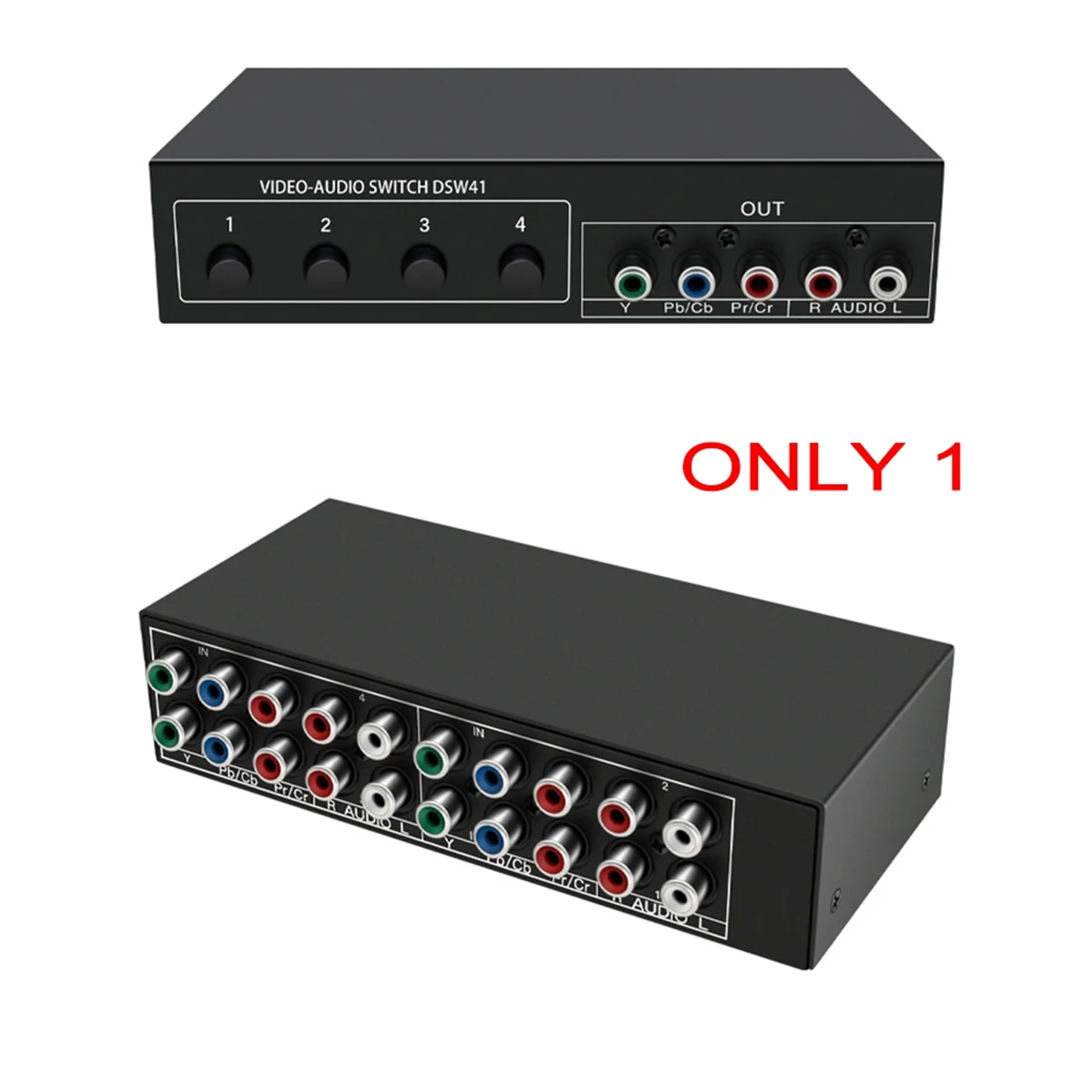 4x1 Komponente Video Signal Switcher YPbPr YCbCr Audio DSW41 Teiler Panel Taste Manuelle Schalter CVBS 720P Metallgehäuse XT