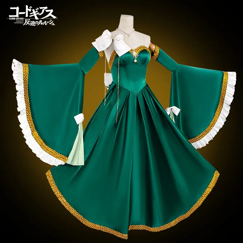 C.C.C.CODE GEASS Lelouch من التمرد تأثيري حلي هالوين كرنفال أزرق عميق المرأة مثير الطابق طول تنورة شعر مستعار الدعامة مجموعة