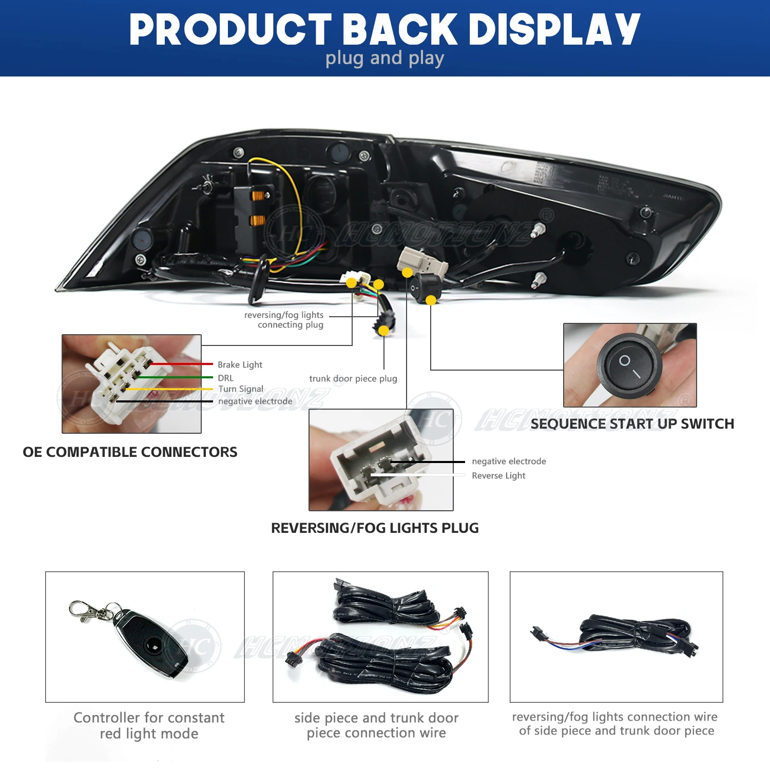 HCMOTIONZ-Lámparas traseras LED para Mitsubishi Lancer 2008-2017 EVO X, luces traseras de coche, montaje de lámparas traseras de fibra de carbono